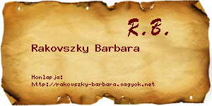 Rakovszky Barbara névjegykártya